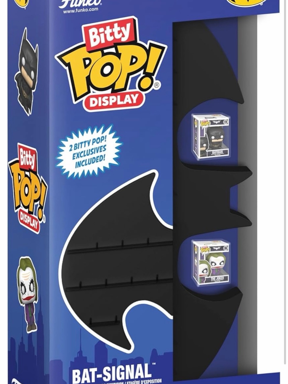 New…FUNKO Bitty POP! Display Shelf: DC Bat-man signal, 2 Exclusive Bitty Pops